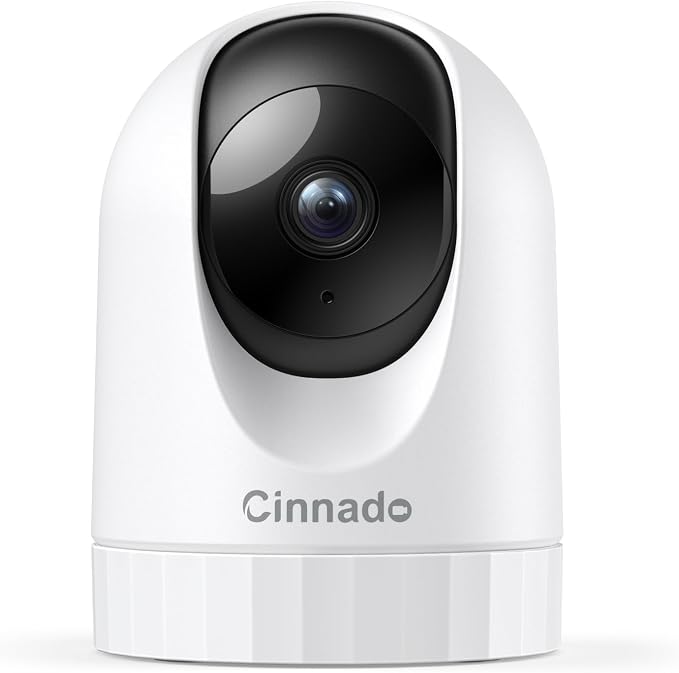 Cinnado 2K Security Camera Indoor for Pet/Dog/Baby with Phone App, D1 1Pack | 360° 2.4Ghz Wi-Fi Cam as Elderly/Baby Monitor, 2-Way Audio, Night Vision, 24/7 SD Card Storage, Alexa & Google Compatible