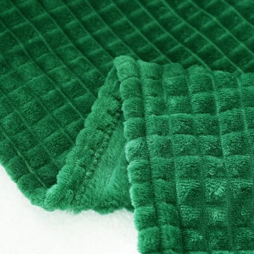 Puncuntex Throw Blanket Classic Green 90"×90" with Square Grid Design - Image 5