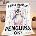 Penguin Blanket Cute Penguin Throw Blanket Gifts for Girls Boys Kids Women Men Adults Super Soft Cozy Plush Fluffy Fuzzy Fleece Blanket Home Decor 50''X60'' - Image 2