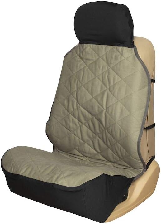 PetSafe Happy Ride Quilted Bucket Seat Cover - Long-Lasting Waterproof Padded Seat Protection with Secure Seatbelt Access - Keeps Leather Seats Clean & Protects from Scratches - Green