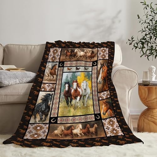 Horse Throw Blanket Horse Stuff Gifts for Kids Girls Boys Adults Women Men Soft Cozy Warm Plush Fluffy Fuzzy Fleece Blanket Decor 60''X80'' - Image 2