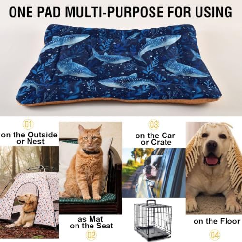 Cute Watercolor Whale Sharks Dog Bed Mat 18"x24" - Image 5