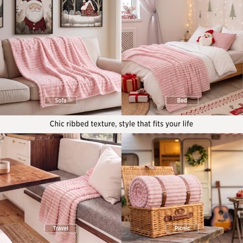 Bedsure Soft Coral Pink Throw Blanket for Couch Decor Gifts 50"x60" - Image 3