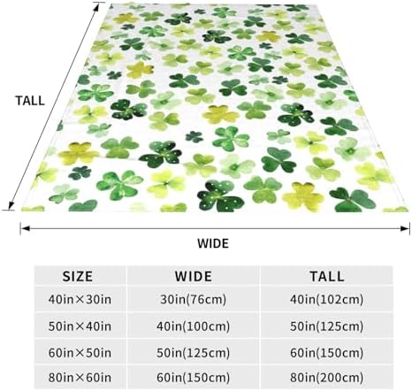 Watercolor Shamrock Lucky Clover Blanket, St. Patrick's Day Irish Green Cozy Throw Blanket, Lightweight Warm Soft Queen Size Fleece Blanket for Sofa Couch Chair, 60 x 80 Inch - Image 7