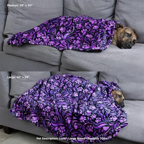 Pet Dog Cat Blanket Ultra Soft Cozy Fleece Paw Print Design Machine Washable Durable for Crates Beds Sofas Travel (Garden of Paws, Medium) - Image 3