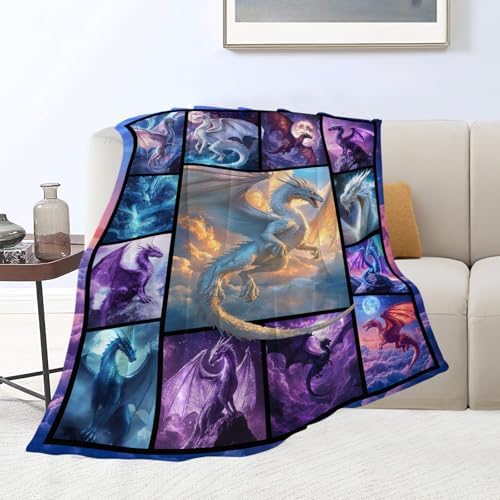 Dragon Blanket Dragons Lover Throw Blankets Gifts for Girls Boys Kids Dragon Lover Soft Cozy Fleece Plush for Couch Sofa Bed 80"x60" - Image 2