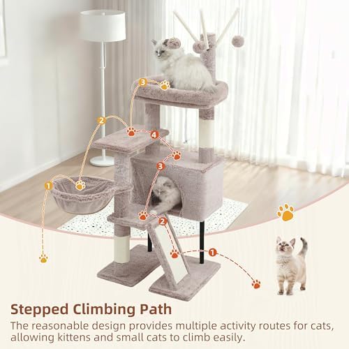 Gitelsnour Cat Tree Tower for Indoor Cat, Top Platform with Toy, GCT006SMU - Image 2