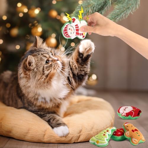 Retro Shaw Catnip Cat Toys Christmas, Cute Santa Claus Xmas Trees Snowman - Image 5