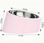 15° Tilted Dog Bowl for Flat-Faced Breeds, Ergonomic Elevated Feeder with Non-Slip Base, Anti-Choke Stainless Steel Food & Water Bowls for Small Dogs French Bulldog Pug (S, Pink)