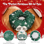 Cat Tunnel Bed Under Christmas Tree, Cat Tunnel Christmas Tree Skirt for Indoor Cats, Donut Tunnel Toys for Multiple & Large Carts, for Kitten, Rabbit, Puppy, Green Snowflake - Image 4