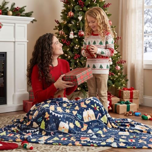 BEDELITE Navy Christmas Blanket for Decor & Gift, Holiday Pattern, 50"x60" - Image 2