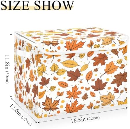 Bolaz Storage Bins with Lids and Handles,Maple Leaf Pattern Storage Box Basket with Cover Collapsible Organizer Containers for Home Closet, Shelves - Image 3