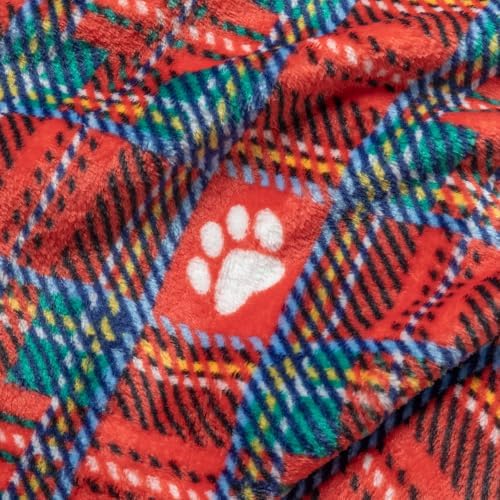 Pet Throw Blanket Ultra Soft Fleece Durable for Crates Beds Sofas Travel (Traditional Tartan Paw Plaid, Large) - Image 5
