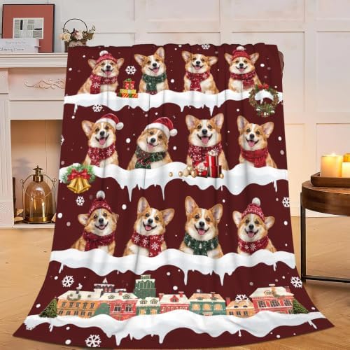 Christmas Corgi Throw Blanket Snowflake Holiday Dog Gifts 60''x80'' by Fuzawet