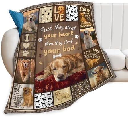 Golden Retriever Blanket for Girls Women Boys Men Adults Kids Soft Cozy Fleece Goldie Dog Pet Throw Blankets Gifts Warm Flannel Plush Lightweight Decor for Couch Bed Sofa 50"X40" - Image 2