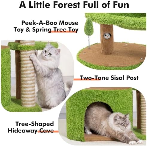WOOCHPET Small Cat Tree with Scratching Post and Cat Hammock for Kittens - Image 4