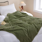 Olive Green Fleece Throw Blanket 90”×90” for Couch Sofa Livingroom by linecooo