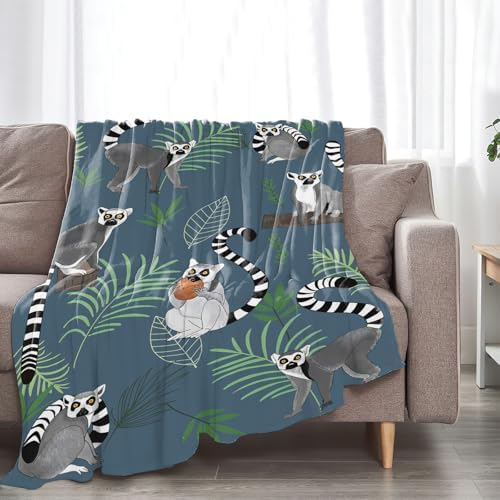 Lemur Blanket for Girls Women Boys Men Adults Kids Soft Cozy Fleece Cute Lemur Throw Blankets Gifts Warm Flannel Plush Stuff Lightweight Decorative for Couch Bed Sofa 50"X40" - Image 6