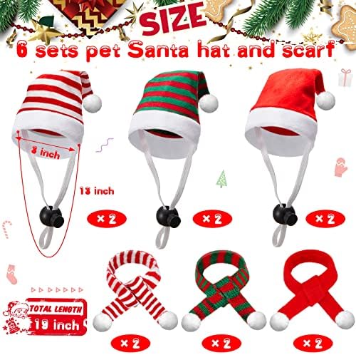 Weewooday 12 Pcs Mini Christmas Santa Hat Scarf Set, Medium, Stripe Style - Image 3