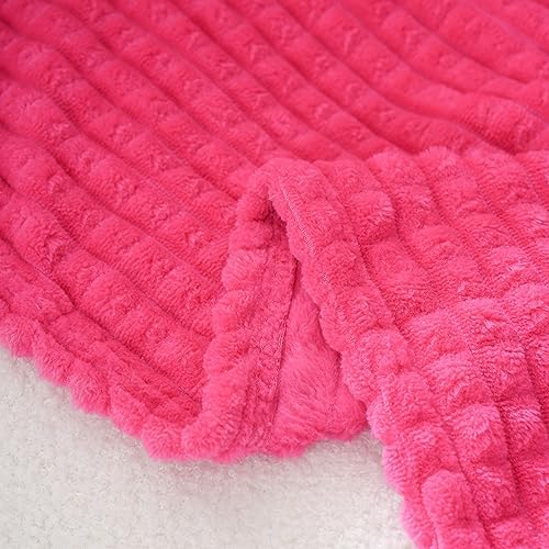 Puncuntex Fleece Throw Blanket Hot Pink 108"×90" with Square Grid Design - Image 5