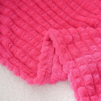 Puncuntex Fleece Throw Blanket Hot Pink 90"×90" with Square Grid Design - Image 4