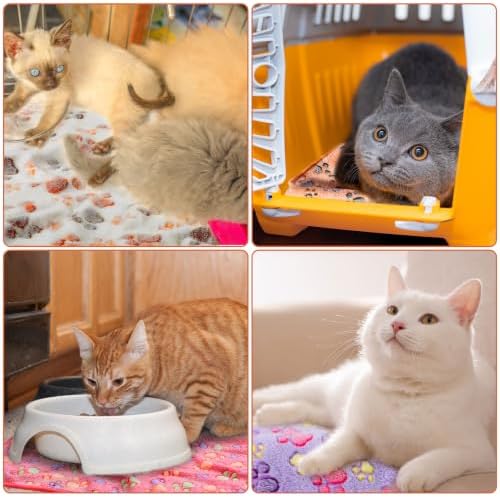 Tatuo 4 Pcs Fleece Dog Blanket for Puppy Cat, Mixed, 30 x 20.5 in, Paw - Image 4
