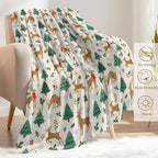Reindeer Christmas Decorative Throw Blanket, Deer Tree Snowflake Print Decoration, Flannel Winter Blankets for Couch Bed Sofa, Holiday Home Decor, Xmas Festival Gifts for Adults 40x50 Inch - Image 3