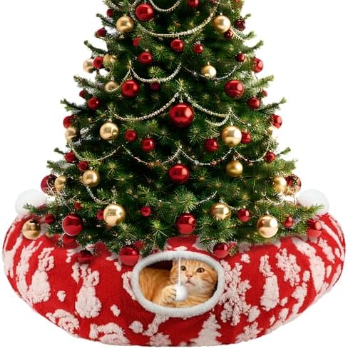 Cat Tunnel Bed Under Christmas Tree, 3FT Folding Kitten Tunnels by Unknown