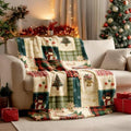 Neasow Vintage Christmas Throw Blanket, Retro Patchwork Grid Design Soft Fuzzy Cozy Flannel Blanket Gift for Family and Friends Home Sofa Couch Chair Decorative 50x60 Inch by Neasow
