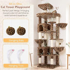 Globlazer 82in Leopard Extra Large Cat Tree for Indoor Large Cats, S82 - Image 5