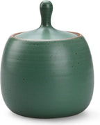 Kitchen Canisters Ceramic Storage Jar with Silicone Airtight Lid Green | Retro Style High Quality Ceramic Food Storage Jar Roud Shape for Tea, Coffee, Nuts, Herb, Spice, Sugar