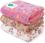 Luciphia 1 Pack 3 Blankets Super Soft Fluffy Premium Fleece Pet Blanket Flannel Throw for Dog Puppy Cat Paw Brown/Pink/White Medium(30x20 inch) by luciphia