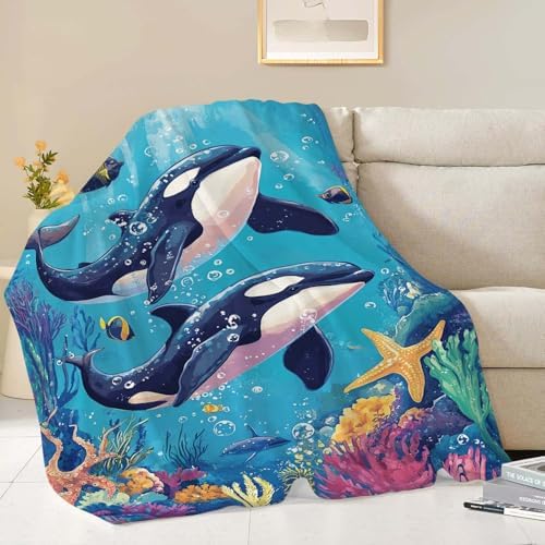 Whale Throw Blanket Ocean Whale Stuff Gifts for Kids Girls Boys Adults Women Man Soft Cozy Warm Plush Fluffy Fuzzy Fleece Blanket Decor 40''X50'' - Image 2