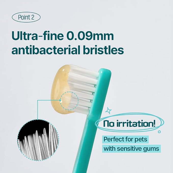 Breezytail Dentimal Double Action Pet Toothbrush (4 Pack) - 0.63" Ultra-Compact Head for Small to Medium Dogs & Cats, Dupont Ultra-Soft 90-Micron Micro-Fine Bristles, 15° Angled