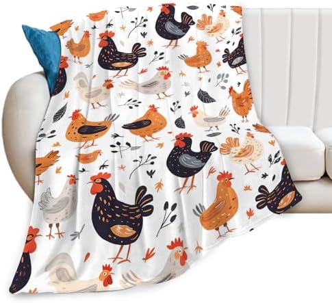 Chicken Blanket Rooster Chicken Throw Blanket Gifts for Kids Girls Boys Adults Women Man Super Soft Cozy Plush Fluffy Fuzzy Fleece Blanket Decor 60''X80'' - Image 7