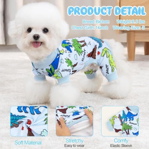 XPUDAC 4 Pack Dog Pajamas for Small Dogs Pjs Boy Puppy Clothes, XXS - Image 2