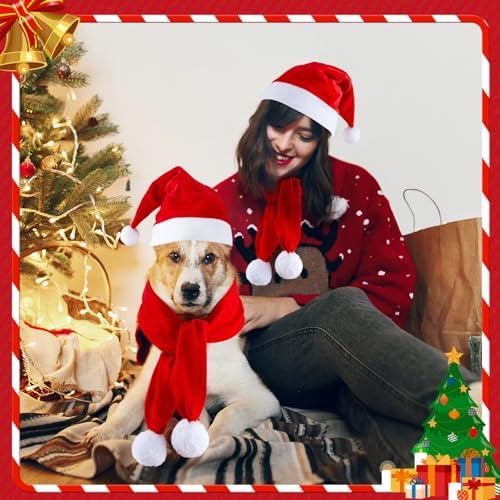 Weewooday 12 Pcs Mini Christmas Santa Hat Scarf Set, Large, Classic Style - Image 3