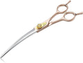 JASON Curved Dog Grooming Scissors - 7 Inch Professional Shears Rosegold | Japanese 440C Stainless Steel Scissor with Diamond Screw, Sharp