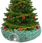 Cat Tunnel Christmas Tree Skirt Cat Bed Indoor 3 ft x 3 ft x 10 Inch Kitten Donut Tunnel with Ball Peekaboo Cave Pet Bed Round Hideaway Holiday Cave Circle Pets Gift(Santa Hat) by Yeyeplum