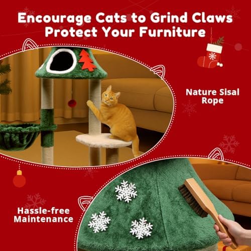 LUCKLIFE 48" Christmas Cat Tree with 2 Condos,Indoor Holiday Pet Tower - Image 6