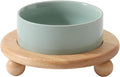 Havniva Raised Cat Bowl 5.1” Elevated Ceramic Cat Food and Water Bowl | Cat Bowls Elevated, Whisker Friendly Cat Bowl, Non-Slip Wood Stand, Food-Grade Ceramic, Wide Opening, Dishwasher Safe