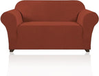 Stretch Loveseat Sofa Cover Slipcover Couch Cover for 2 Cushion Sofa Washable Sofa Cover for Pets Friendly Furniture Protector Covers with Non Slip Bottom(Loveseat, Rust)