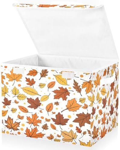 Bolaz Storage Bins with Lids and Handles,Maple Leaf Pattern Storage Box Basket with Cover Collapsible Organizer Containers for Home Closet, Shelves by Unknown