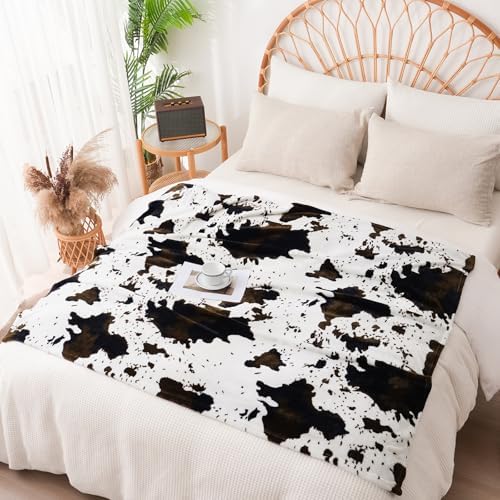 Vessia Throw Blanket Cow Black and Brown for Couch, Bed, Sofa, Soft Cozy Blanket for All Season, Lightweight and Comfy Cow Flannel Fleece Animal Home Decor for Kids Women Adults - Image 5