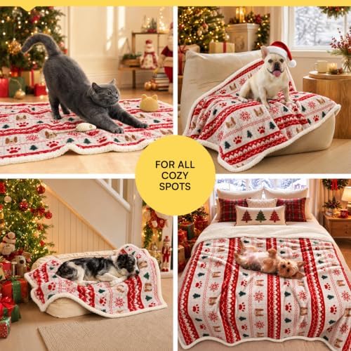 Luciphia Waterproof Dog Christmas Blanket Fleece Sherpa Reversible Soft - Image 4