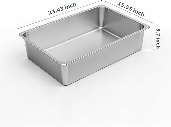 Kirecoo XL Stainless Steel Cat Litter Box High Sided, Non-Stick | Solid Metal Box, Odor Free, Non Stick, Rust Proof, Easy to Clean, Ideal for Cats, Kittens, Multi-cat & Rabbits, Indoor Use