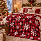 Hunnmingre Christmas Flannel Throw Blanket 50x60 In,Red Black Buffalo Plaid - Image 5