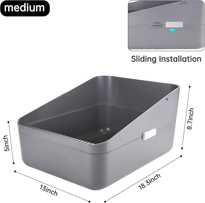 Sfozstra Open Cat Litter Box:Odor Reducing Anti Splash Design | Under 13 lbs Cats/ABS Material/Removable Liner & Sifting Tray/Leak-Proof/Odor-Reducing/Easy-Clean