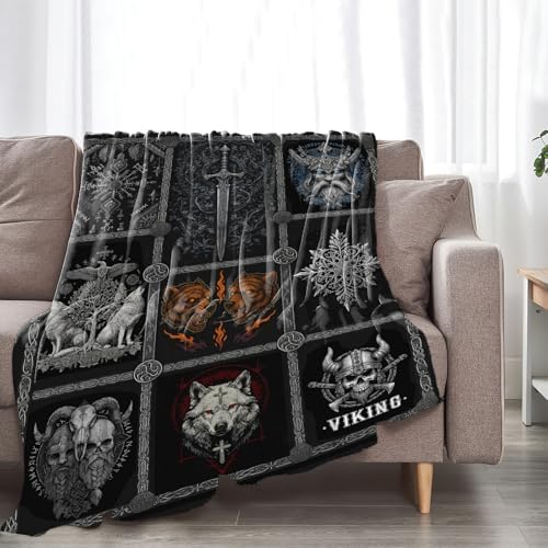 Viking Warrior Blanket for Boys Men Adults Kids Soft Cozy Fleece Vikings Norse Mythology Throw Blankets Gifts Warm Flannel Plush Stuff Lightweight Decorative for Couch Bed Sofa 50"X40" - Image 4