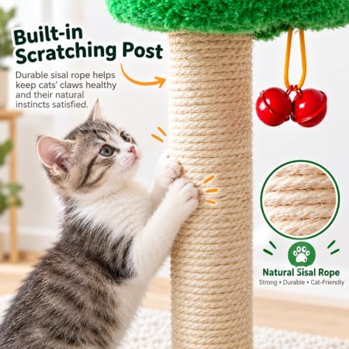 Christmas Tree Cat Scratcher with 8 Interactive Toys, Multi-Level Cat Tower - Image 7
